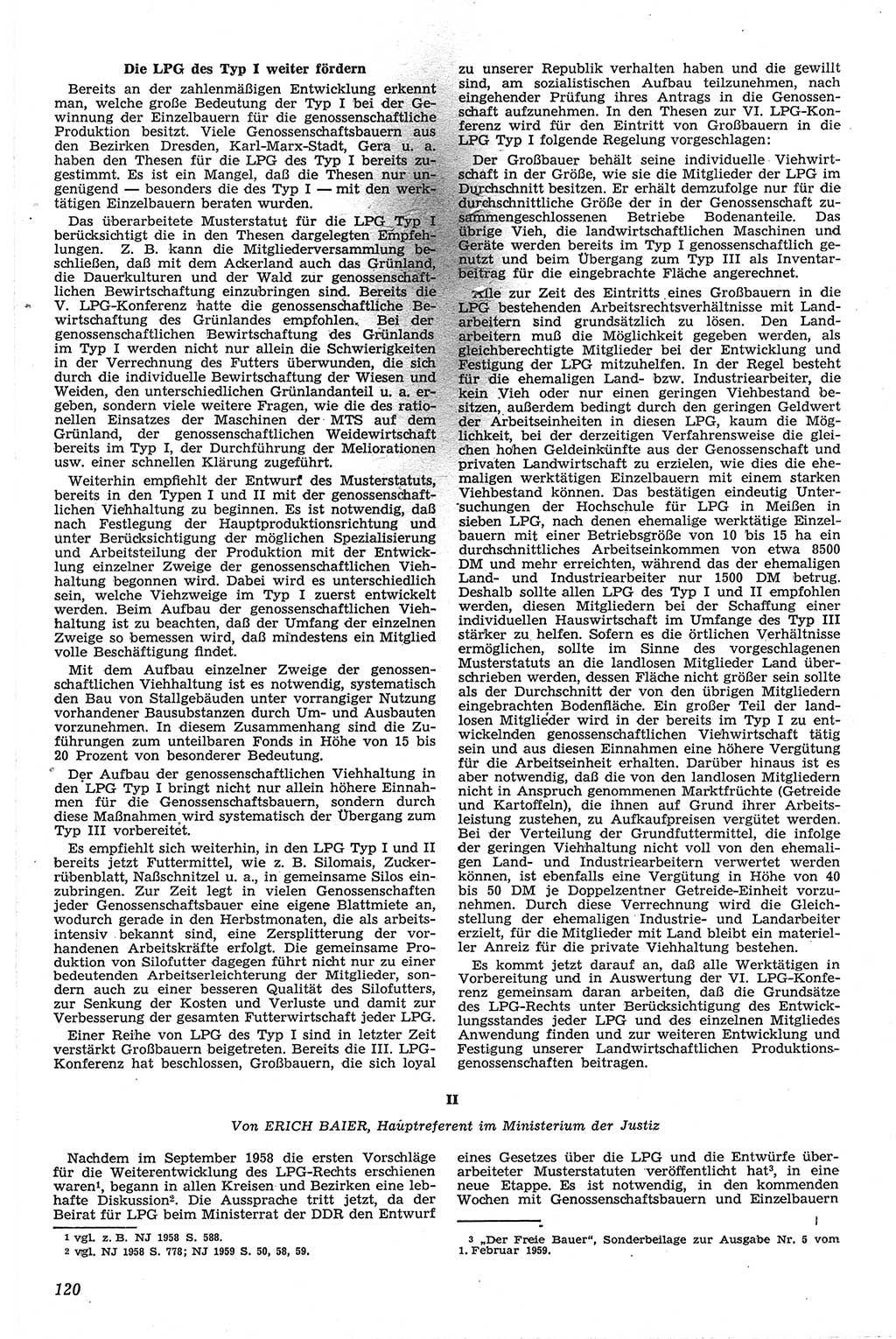 Neue Justiz (NJ), Zeitschrift für Recht und Rechtswissenschaft [Deutsche Demokratische Republik (DDR)], 13. Jahrgang 1959, Seite 120 (NJ DDR 1959, S. 120)