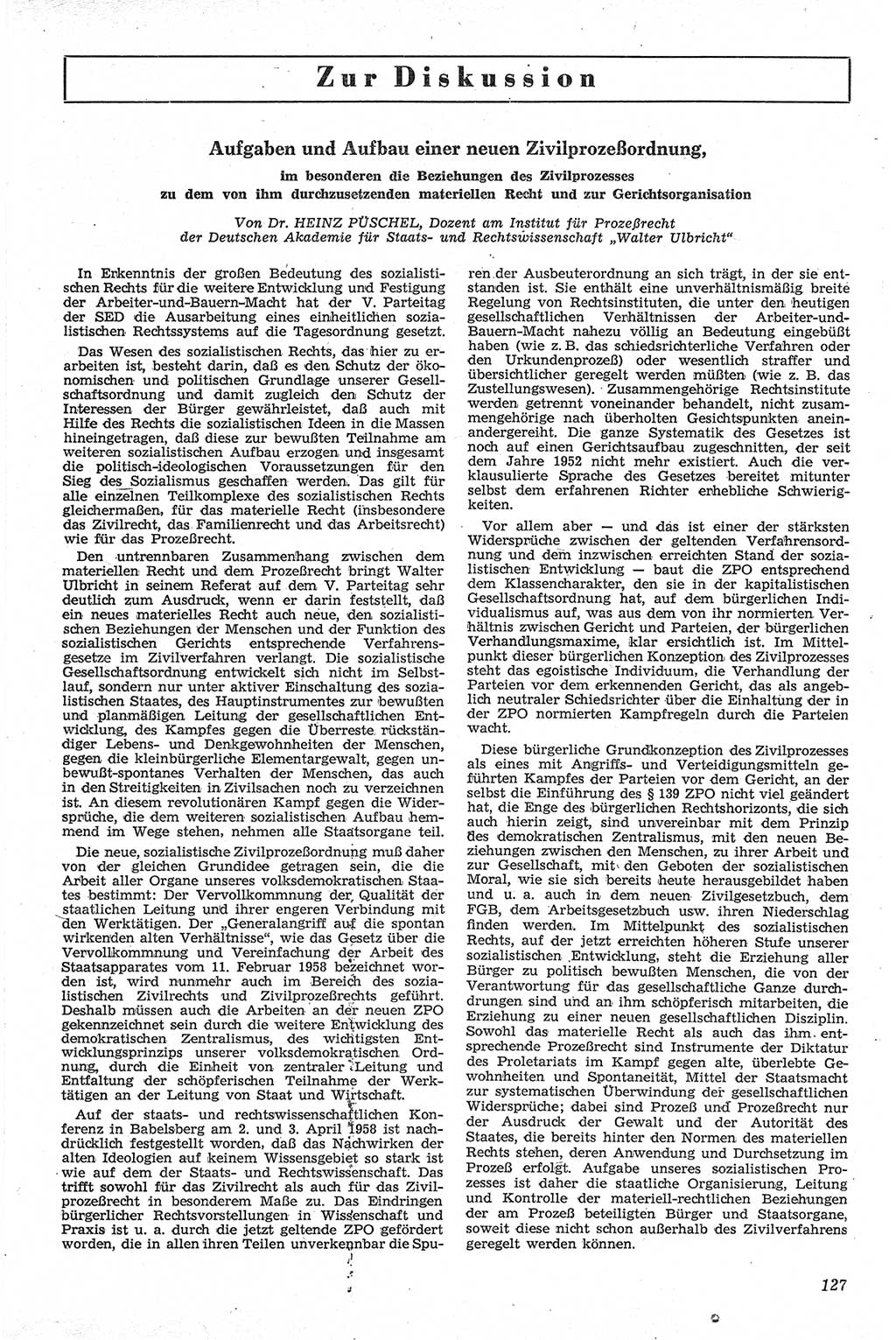 Neue Justiz (NJ), Zeitschrift für Recht und Rechtswissenschaft [Deutsche Demokratische Republik (DDR)], 13. Jahrgang 1959, Seite 127 (NJ DDR 1959, S. 127)