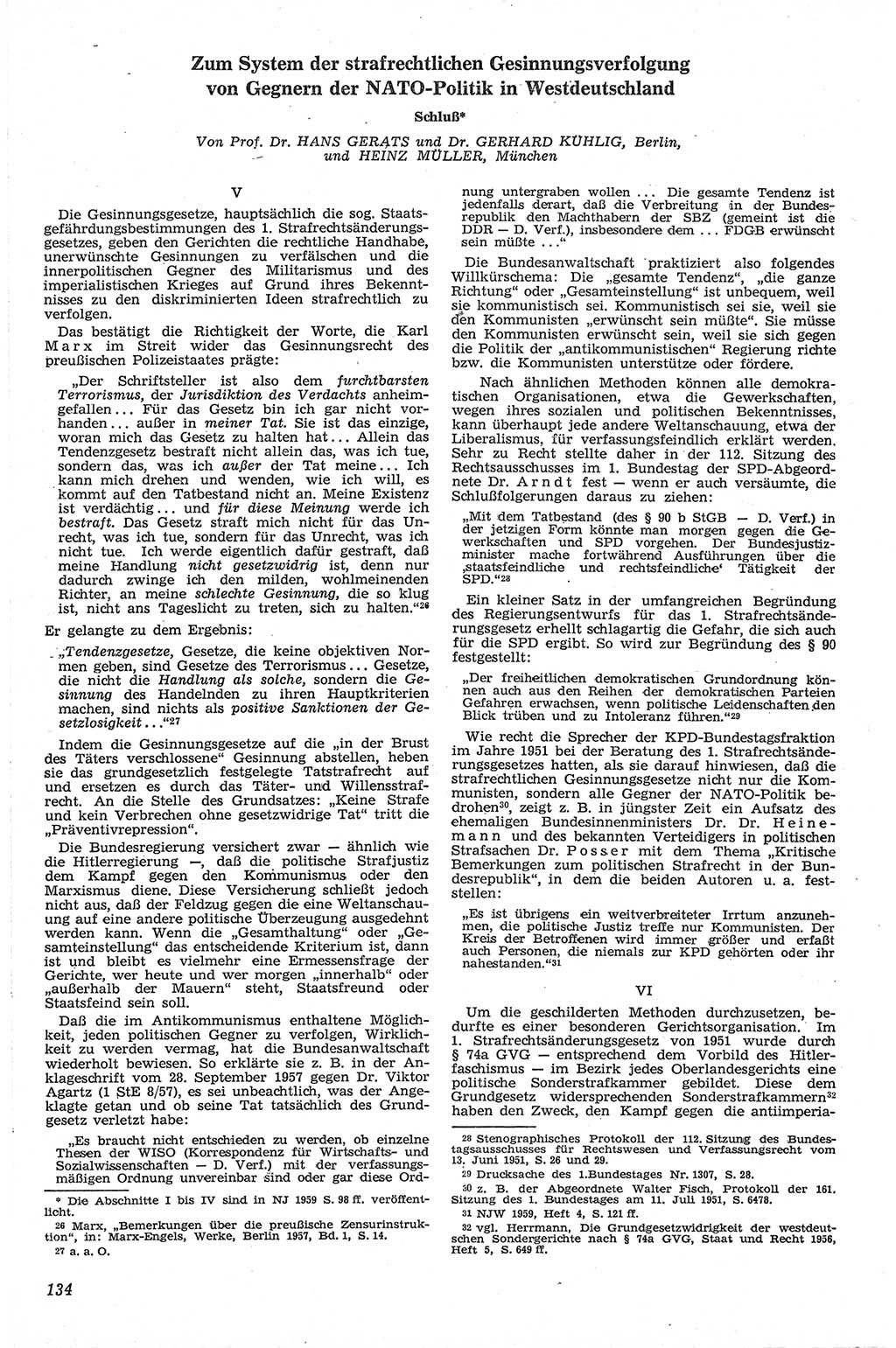 Neue Justiz (NJ), Zeitschrift für Recht und Rechtswissenschaft [Deutsche Demokratische Republik (DDR)], 13. Jahrgang 1959, Seite 134 (NJ DDR 1959, S. 134)
