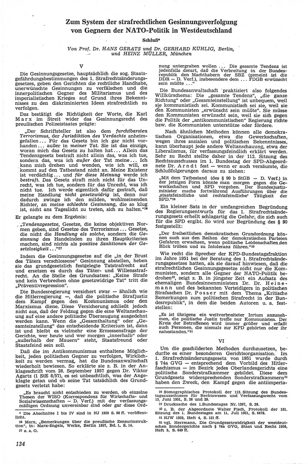 Neue Justiz (NJ), Zeitschrift für Recht und Rechtswissenschaft [Deutsche Demokratische Republik (DDR)], 13. Jahrgang 1959, Seite 134 (NJ DDR 1959, S. 134)