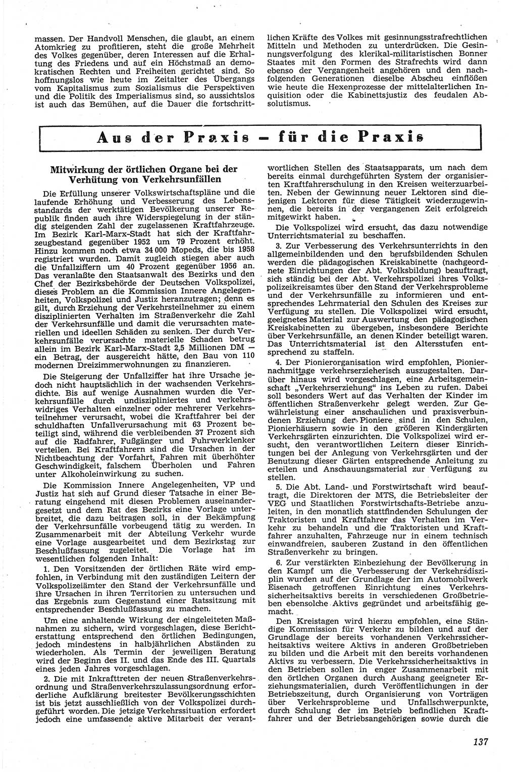 Neue Justiz (NJ), Zeitschrift für Recht und Rechtswissenschaft [Deutsche Demokratische Republik (DDR)], 13. Jahrgang 1959, Seite 137 (NJ DDR 1959, S. 137)