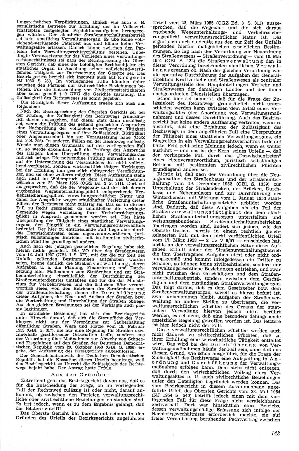 Neue Justiz (NJ), Zeitschrift für Recht und Rechtswissenschaft [Deutsche Demokratische Republik (DDR)], 13. Jahrgang 1959, Seite 143 (NJ DDR 1959, S. 143)