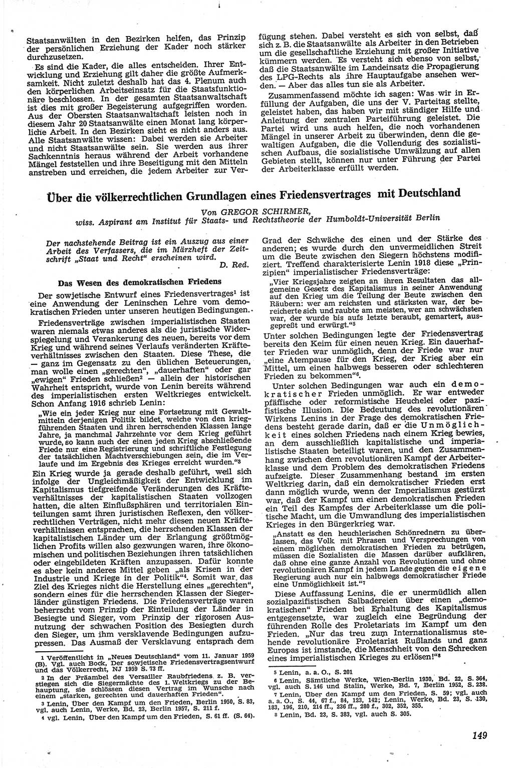 Neue Justiz (NJ), Zeitschrift für Recht und Rechtswissenschaft [Deutsche Demokratische Republik (DDR)], 13. Jahrgang 1959, Seite 149 (NJ DDR 1959, S. 149)