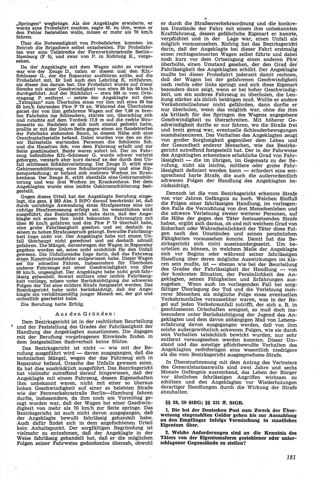 Neue Justiz (NJ), Zeitschrift für Recht und Rechtswissenschaft [Deutsche Demokratische Republik (DDR)], 13. Jahrgang 1959, Seite 181 (NJ DDR 1959, S. 181)
