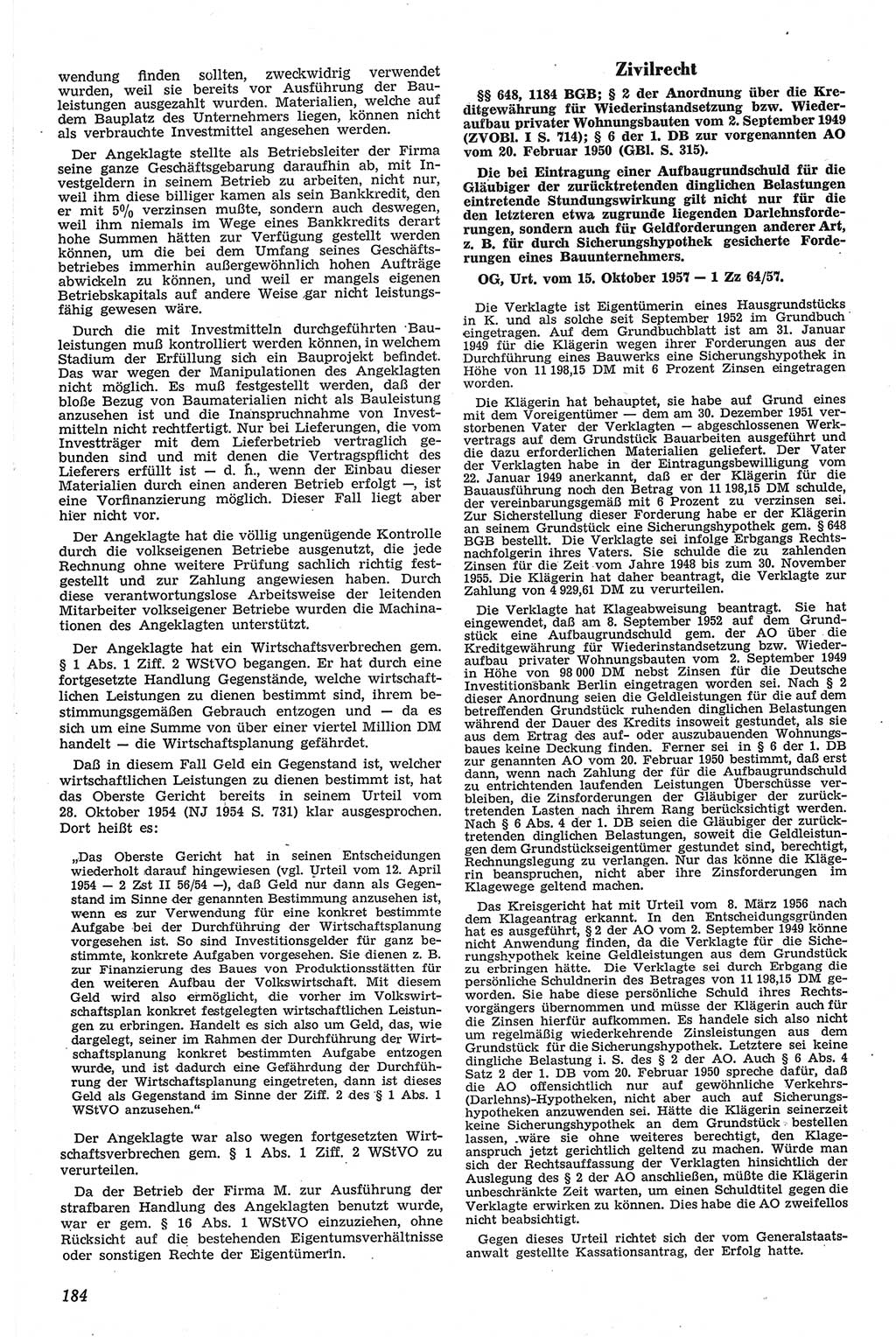 Neue Justiz (NJ), Zeitschrift für Recht und Rechtswissenschaft [Deutsche Demokratische Republik (DDR)], 13. Jahrgang 1959, Seite 184 (NJ DDR 1959, S. 184)