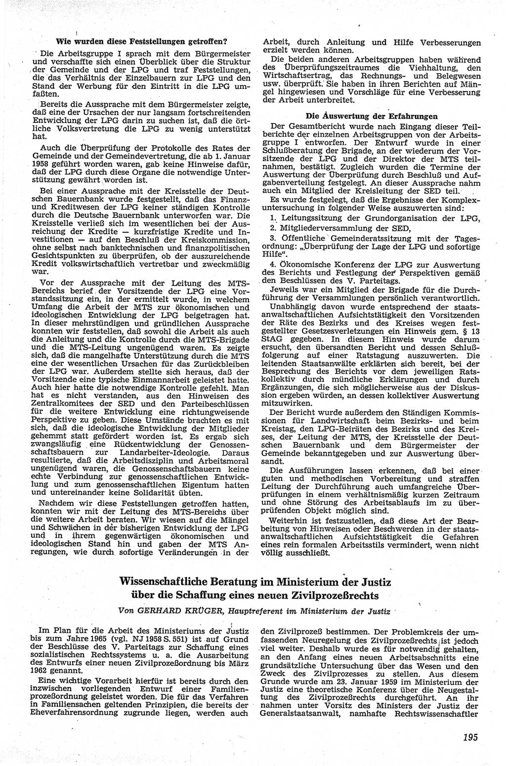 Neue Justiz (NJ), Zeitschrift für Recht und Rechtswissenschaft [Deutsche Demokratische Republik (DDR)], 13. Jahrgang 1959, Seite 195 (NJ DDR 1959, S. 195)