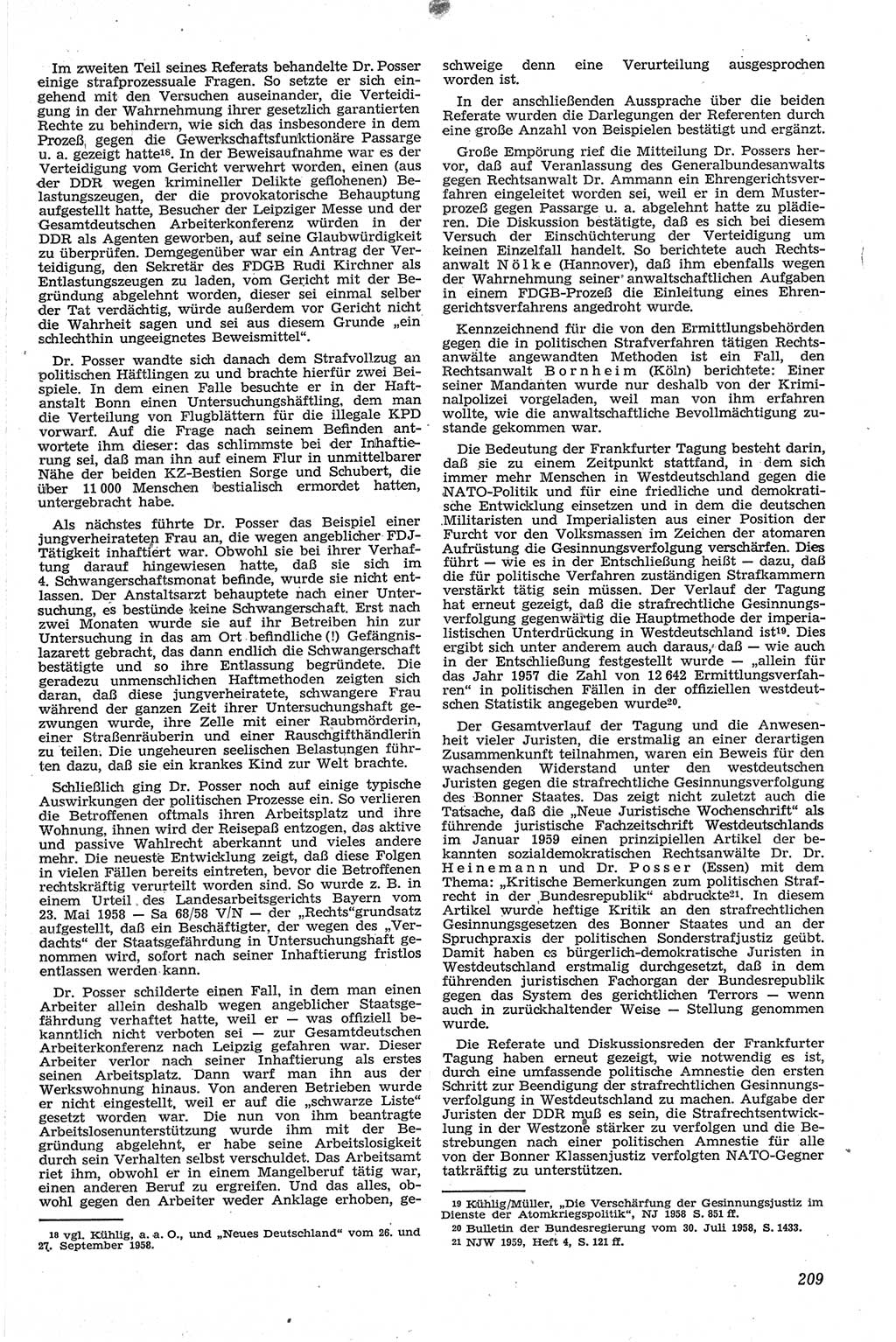 Neue Justiz (NJ), Zeitschrift für Recht und Rechtswissenschaft [Deutsche Demokratische Republik (DDR)], 13. Jahrgang 1959, Seite 209 (NJ DDR 1959, S. 209)