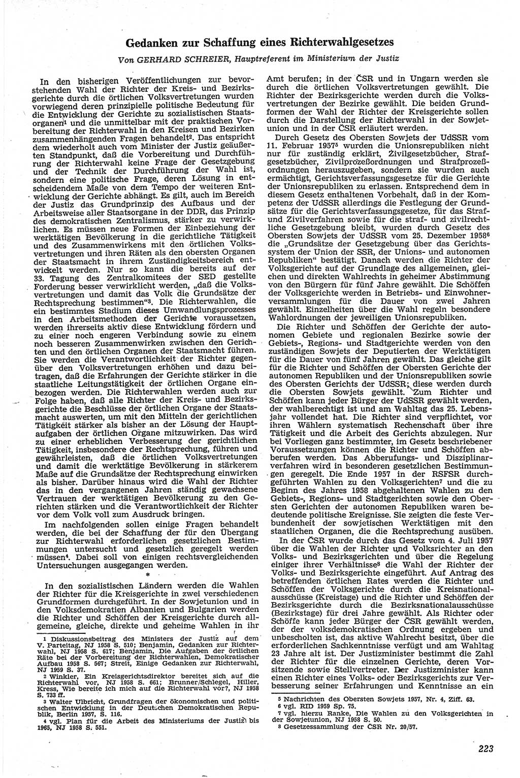 Neue Justiz (NJ), Zeitschrift für Recht und Rechtswissenschaft [Deutsche Demokratische Republik (DDR)], 13. Jahrgang 1959, Seite 223 (NJ DDR 1959, S. 223)