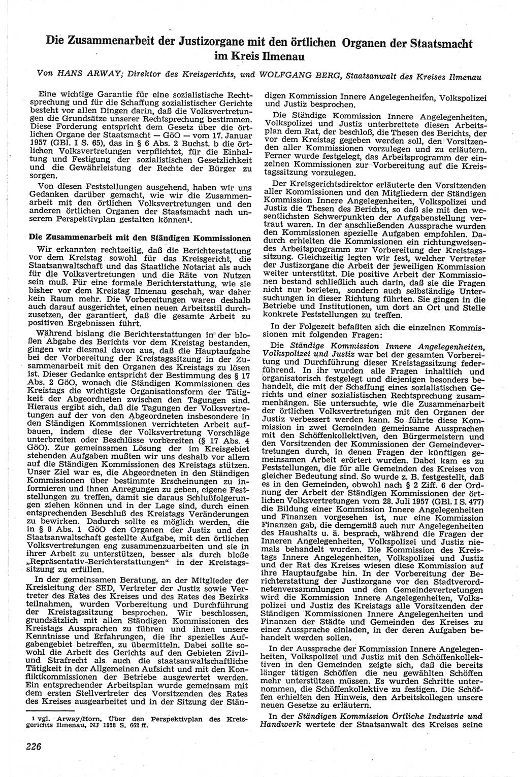 Neue Justiz (NJ), Zeitschrift für Recht und Rechtswissenschaft [Deutsche Demokratische Republik (DDR)], 13. Jahrgang 1959, Seite 226 (NJ DDR 1959, S. 226)