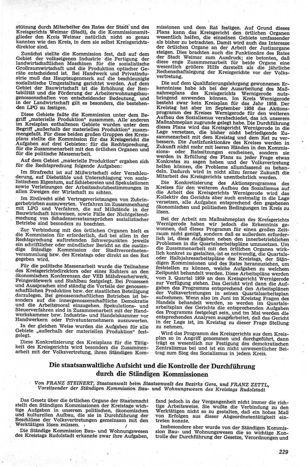 Neue Justiz (NJ), Zeitschrift für Recht und Rechtswissenschaft [Deutsche Demokratische Republik (DDR)], 13. Jahrgang 1959, Seite 229 (NJ DDR 1959, S. 229)