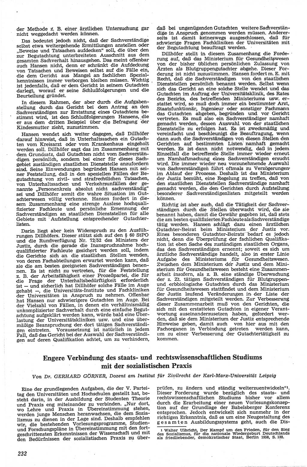 Neue Justiz (NJ), Zeitschrift für Recht und Rechtswissenschaft [Deutsche Demokratische Republik (DDR)], 13. Jahrgang 1959, Seite 232 (NJ DDR 1959, S. 232)