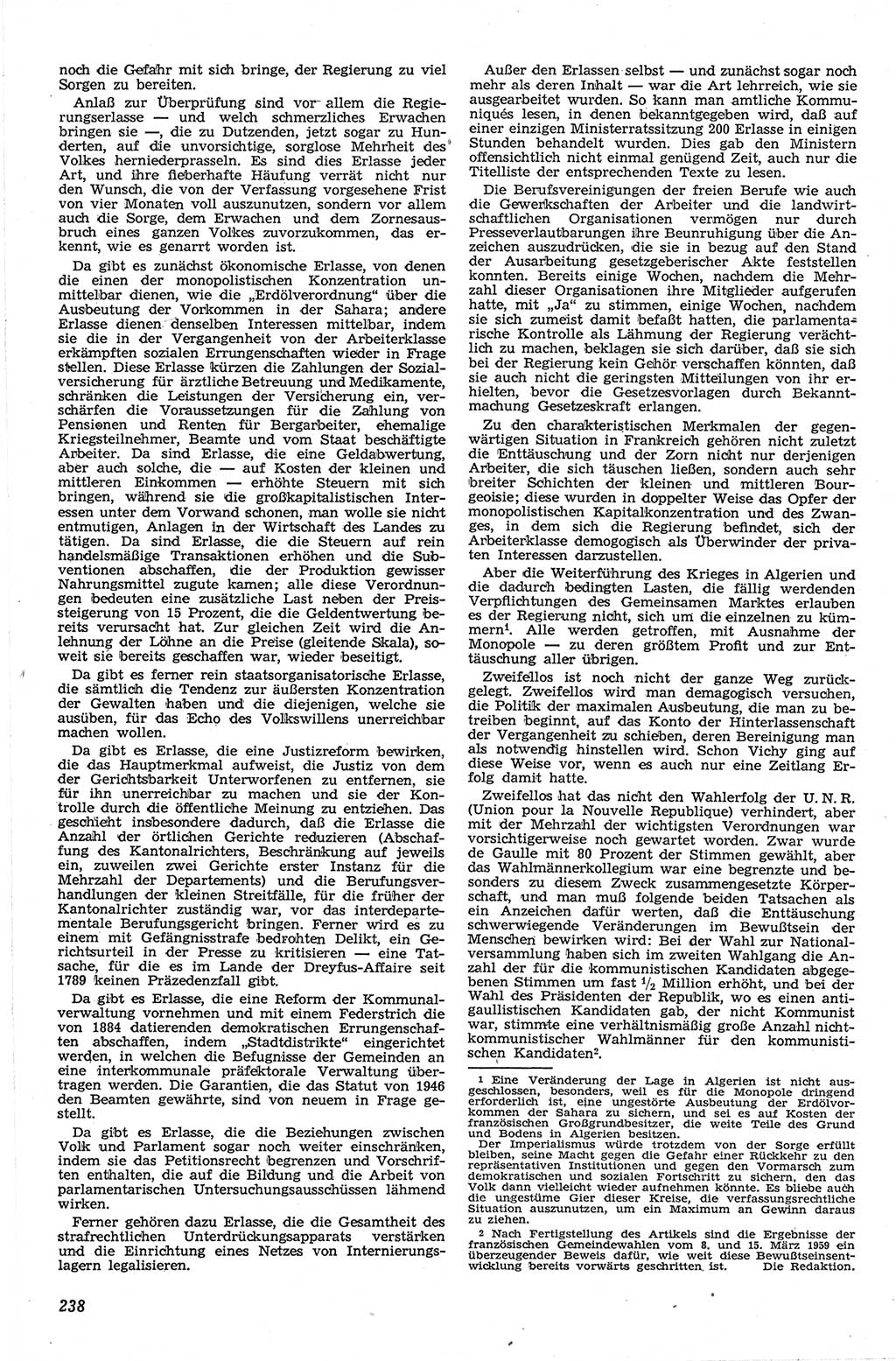 Neue Justiz (NJ), Zeitschrift für Recht und Rechtswissenschaft [Deutsche Demokratische Republik (DDR)], 13. Jahrgang 1959, Seite 238 (NJ DDR 1959, S. 238)