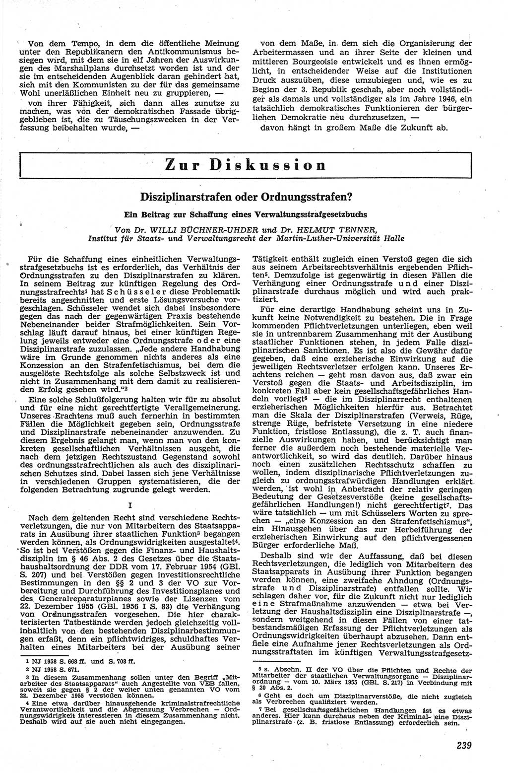 Neue Justiz (NJ), Zeitschrift für Recht und Rechtswissenschaft [Deutsche Demokratische Republik (DDR)], 13. Jahrgang 1959, Seite 239 (NJ DDR 1959, S. 239)