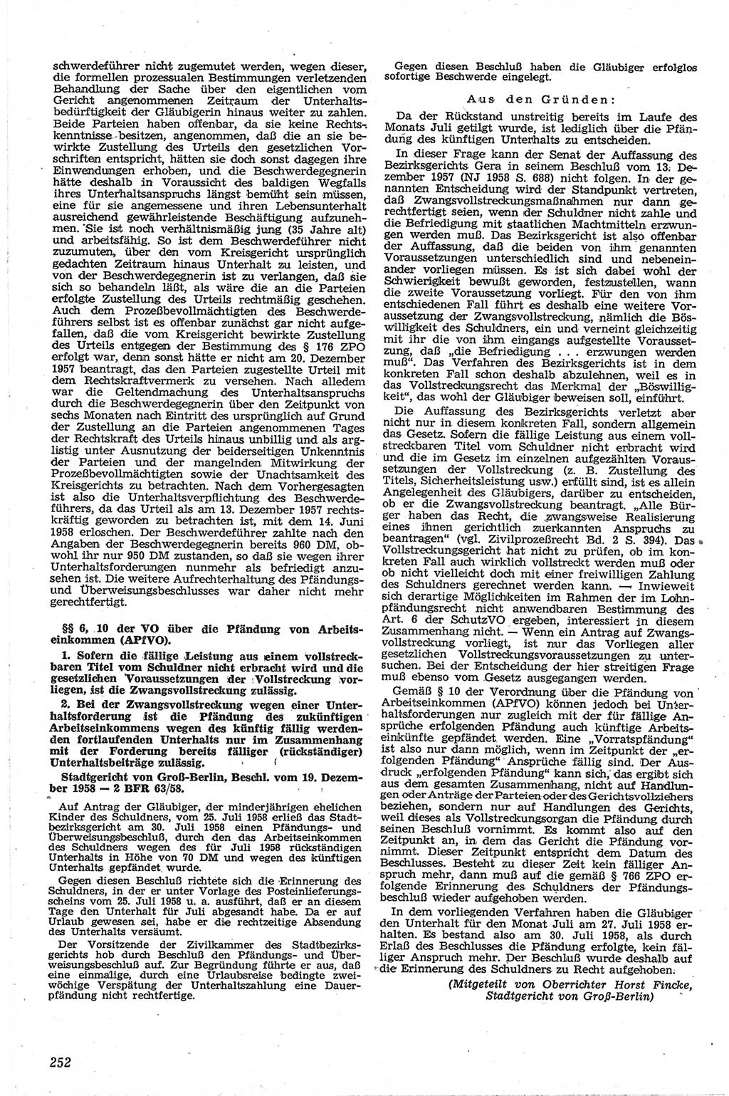 Neue Justiz (NJ), Zeitschrift für Recht und Rechtswissenschaft [Deutsche Demokratische Republik (DDR)], 13. Jahrgang 1959, Seite 252 (NJ DDR 1959, S. 252)