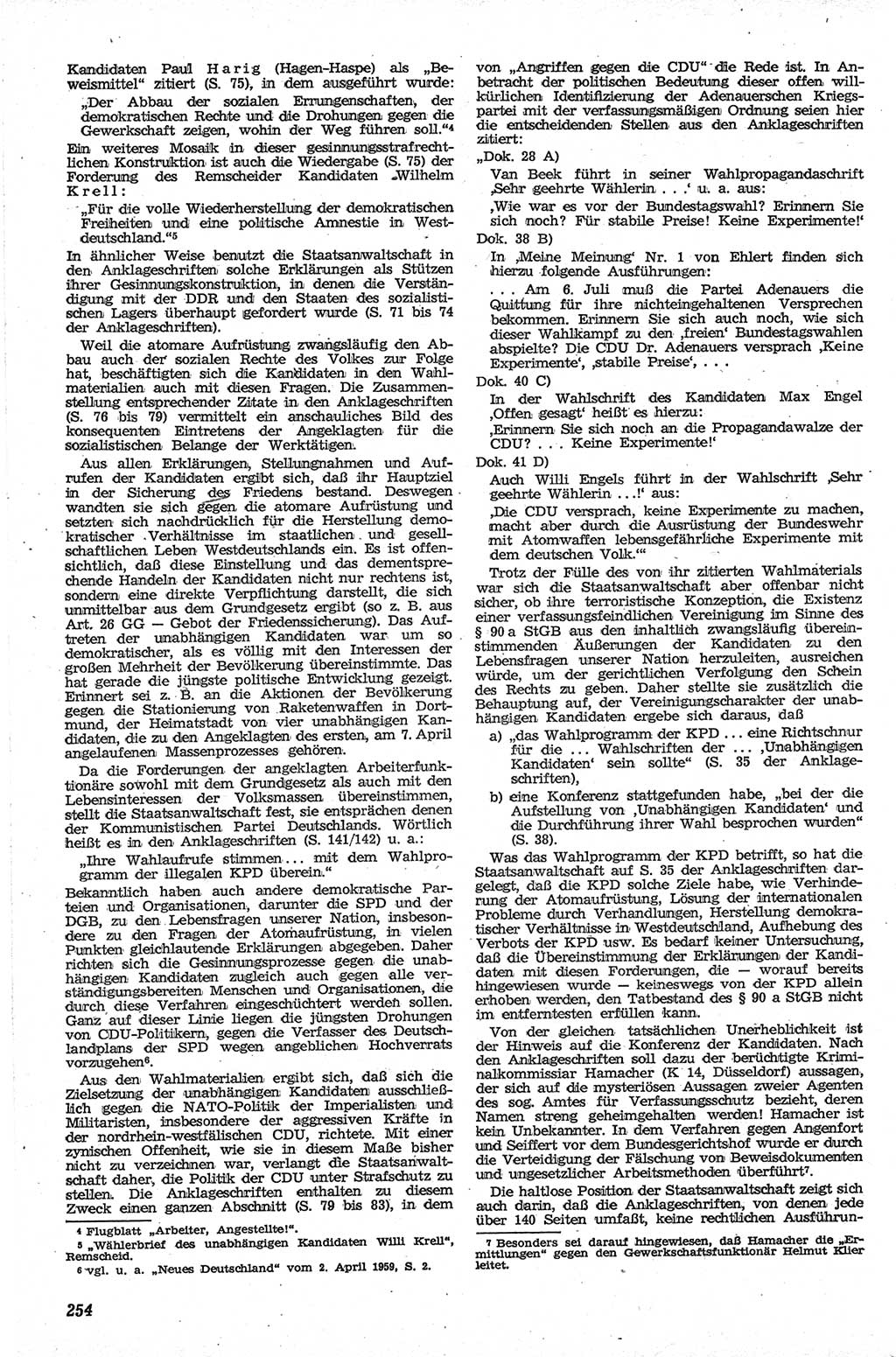 Neue Justiz (NJ), Zeitschrift für Recht und Rechtswissenschaft [Deutsche Demokratische Republik (DDR)], 13. Jahrgang 1959, Seite 254 (NJ DDR 1959, S. 254)