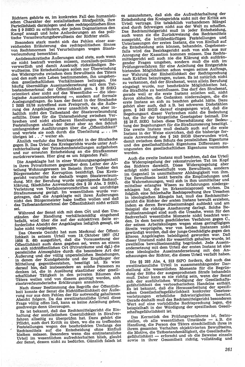 Neue Justiz (NJ), Zeitschrift für Recht und Rechtswissenschaft [Deutsche Demokratische Republik (DDR)], 13. Jahrgang 1959, Seite 261 (NJ DDR 1959, S. 261)