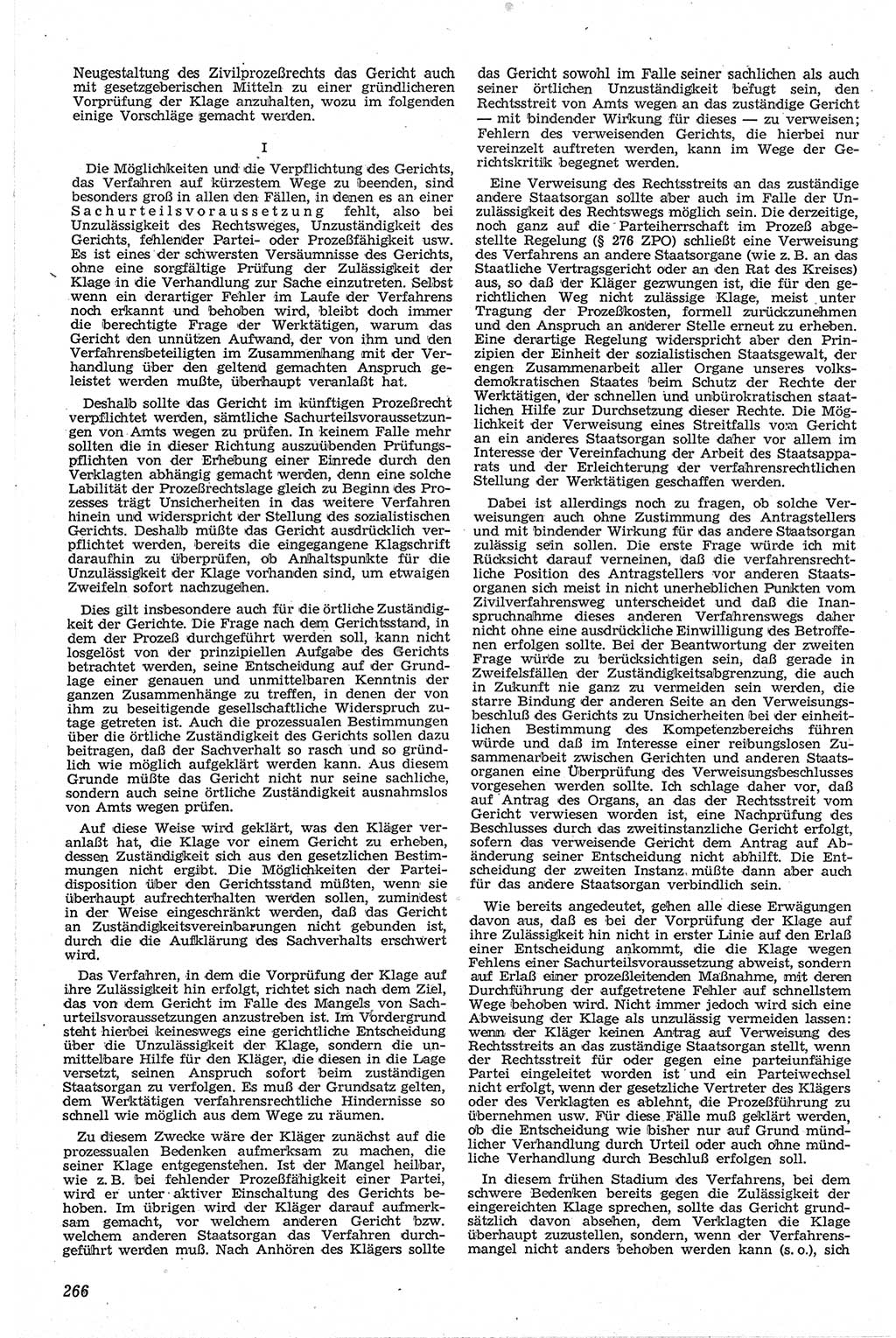 Neue Justiz (NJ), Zeitschrift für Recht und Rechtswissenschaft [Deutsche Demokratische Republik (DDR)], 13. Jahrgang 1959, Seite 266 (NJ DDR 1959, S. 266)