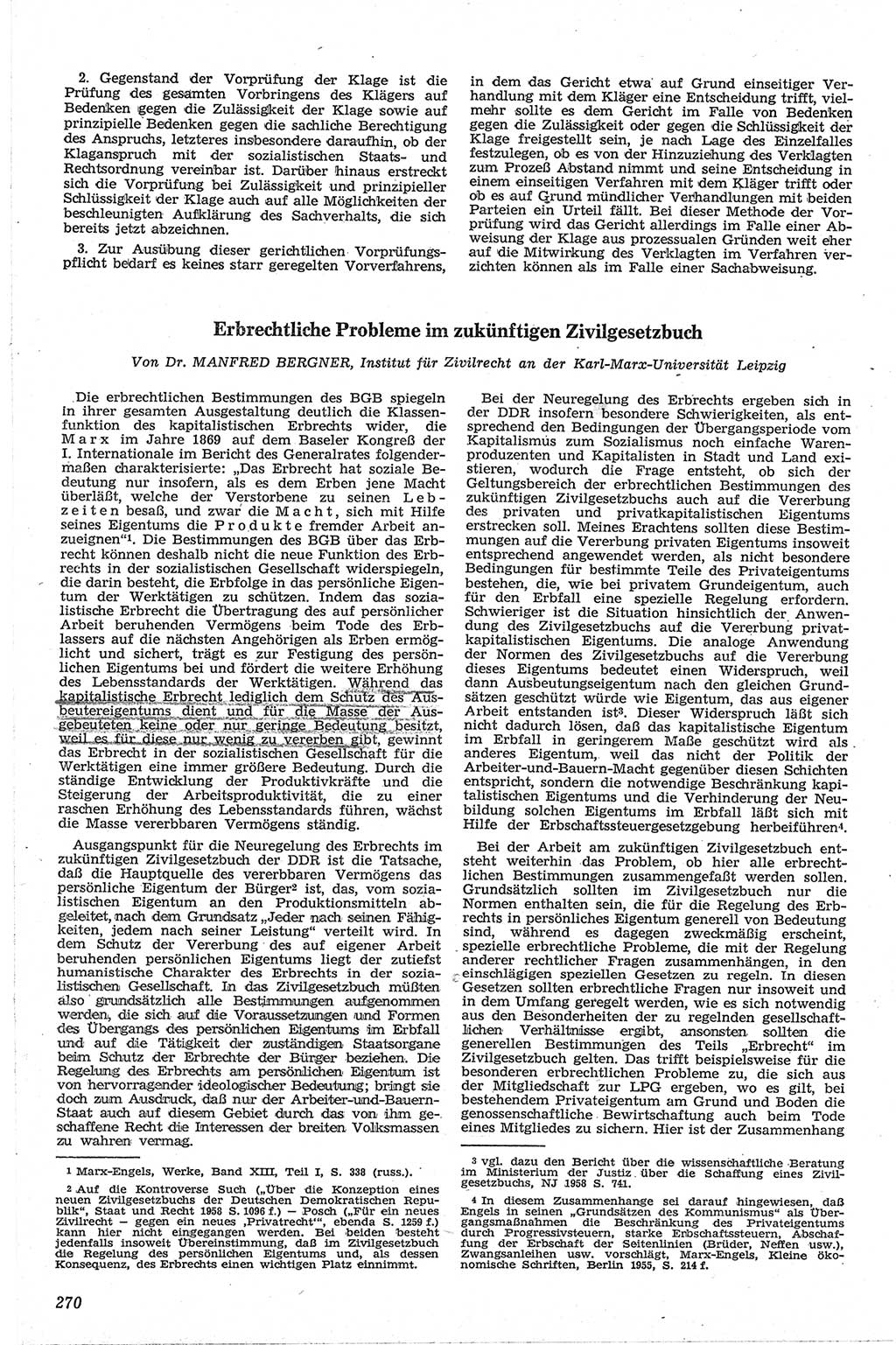 Neue Justiz (NJ), Zeitschrift für Recht und Rechtswissenschaft [Deutsche Demokratische Republik (DDR)], 13. Jahrgang 1959, Seite 270 (NJ DDR 1959, S. 270)