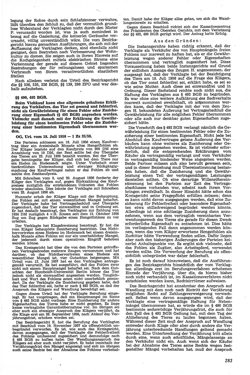 Neue Justiz (NJ), Zeitschrift für Recht und Rechtswissenschaft [Deutsche Demokratische Republik (DDR)], 13. Jahrgang 1959, Seite 283 (NJ DDR 1959, S. 283)