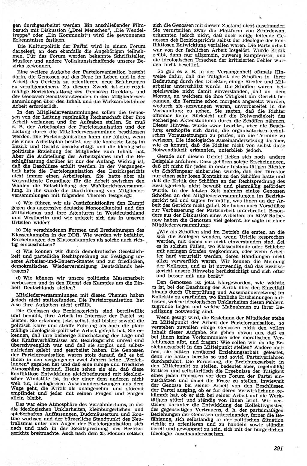 Neue Justiz (NJ), Zeitschrift für Recht und Rechtswissenschaft [Deutsche Demokratische Republik (DDR)], 13. Jahrgang 1959, Seite 291 (NJ DDR 1959, S. 291)