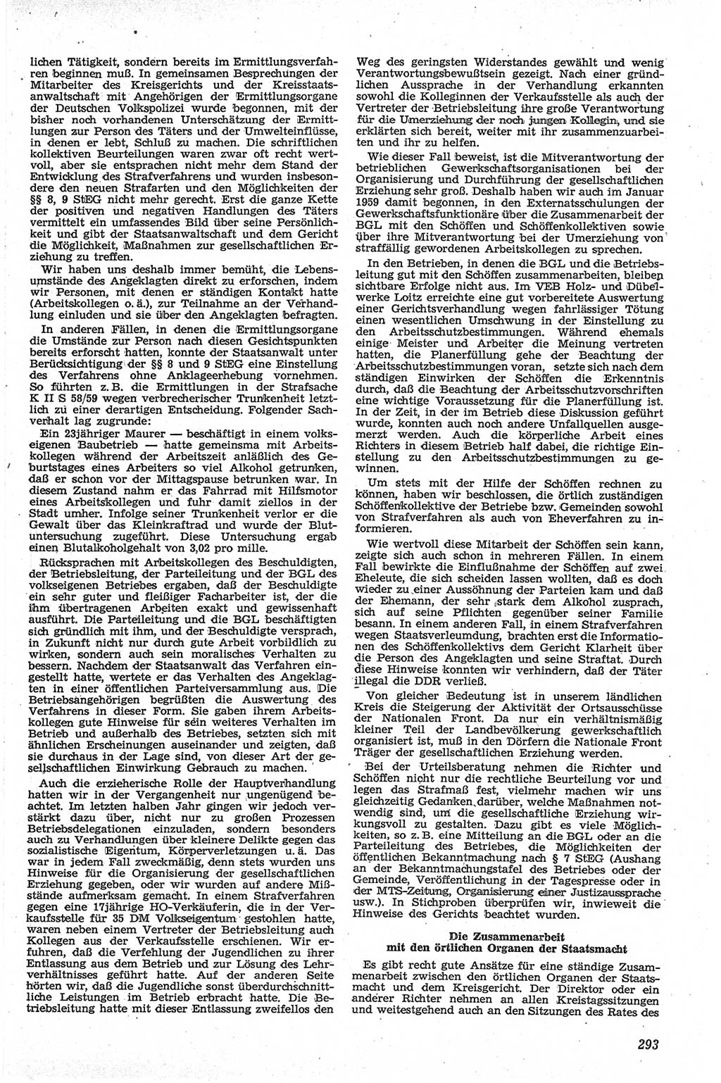 Neue Justiz (NJ), Zeitschrift für Recht und Rechtswissenschaft [Deutsche Demokratische Republik (DDR)], 13. Jahrgang 1959, Seite 293 (NJ DDR 1959, S. 293)