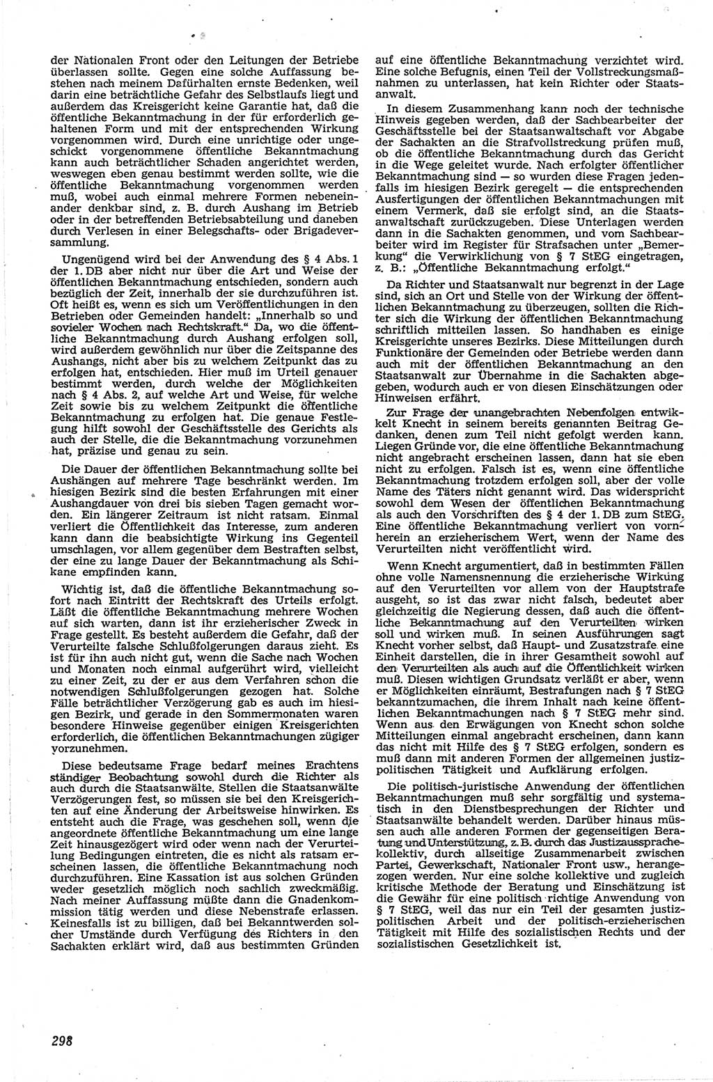 Neue Justiz (NJ), Zeitschrift für Recht und Rechtswissenschaft [Deutsche Demokratische Republik (DDR)], 13. Jahrgang 1959, Seite 298 (NJ DDR 1959, S. 298)