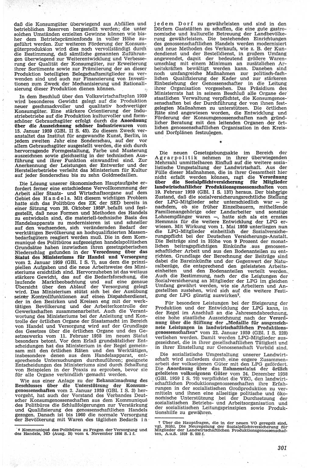 Neue Justiz (NJ), Zeitschrift für Recht und Rechtswissenschaft [Deutsche Demokratische Republik (DDR)], 13. Jahrgang 1959, Seite 301 (NJ DDR 1959, S. 301)