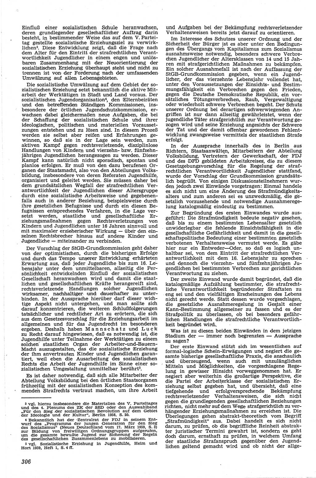 Neue Justiz (NJ), Zeitschrift für Recht und Rechtswissenschaft [Deutsche Demokratische Republik (DDR)], 13. Jahrgang 1959, Seite 306 (NJ DDR 1959, S. 306)