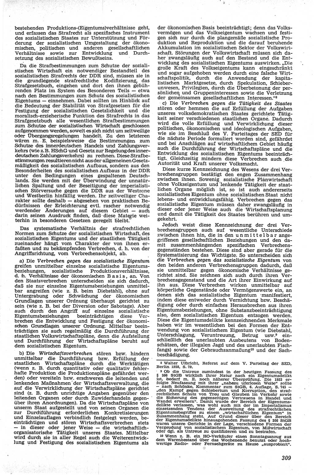 Neue Justiz (NJ), Zeitschrift für Recht und Rechtswissenschaft [Deutsche Demokratische Republik (DDR)], 13. Jahrgang 1959, Seite 309 (NJ DDR 1959, S. 309)