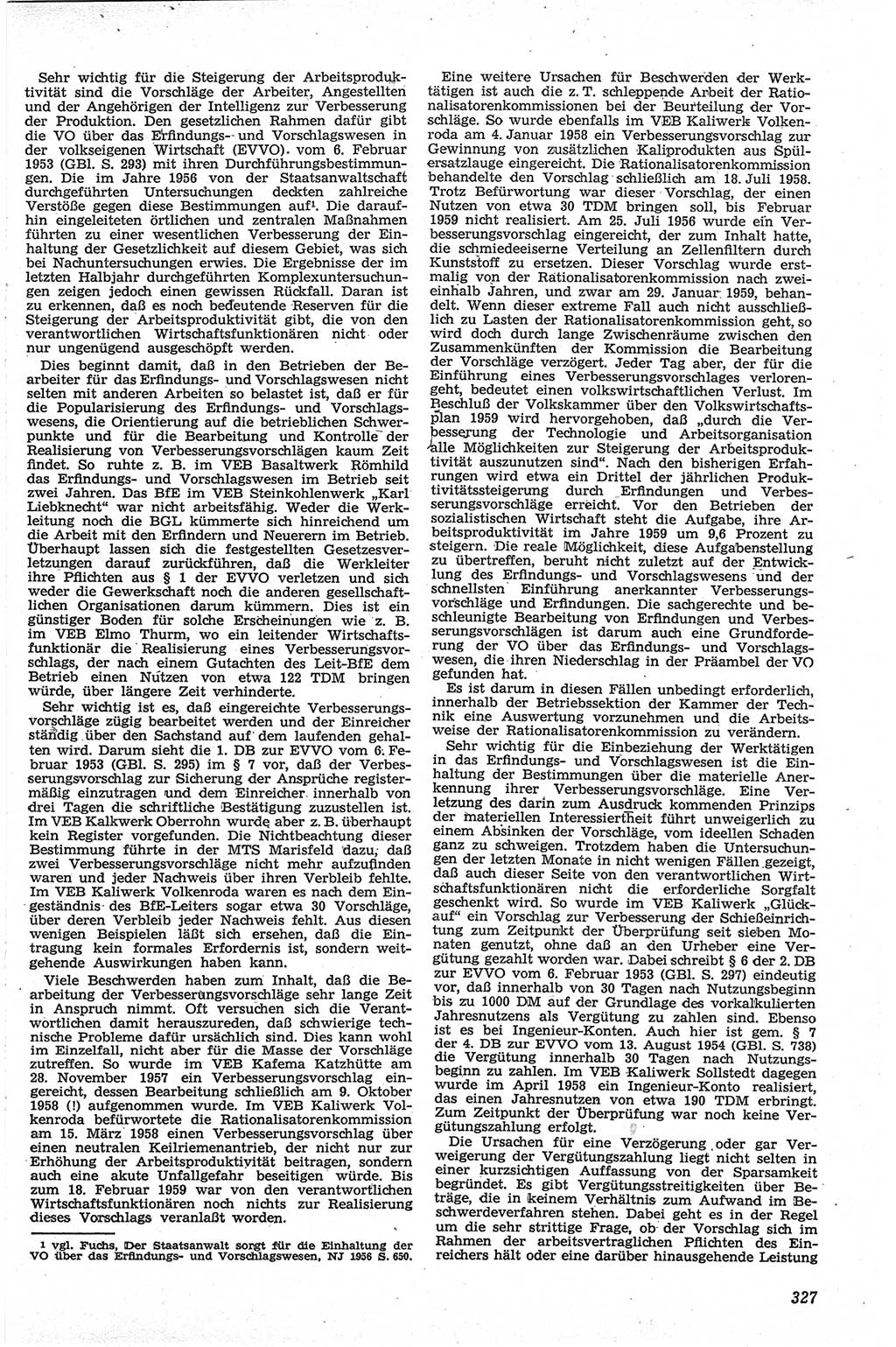Neue Justiz (NJ), Zeitschrift für Recht und Rechtswissenschaft [Deutsche Demokratische Republik (DDR)], 13. Jahrgang 1959, Seite 327 (NJ DDR 1959, S. 327)