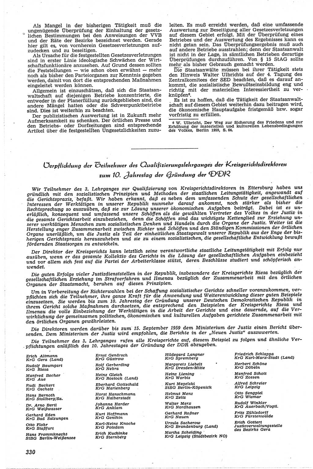 Neue Justiz (NJ), Zeitschrift für Recht und Rechtswissenschaft [Deutsche Demokratische Republik (DDR)], 13. Jahrgang 1959, Seite 330 (NJ DDR 1959, S. 330)
