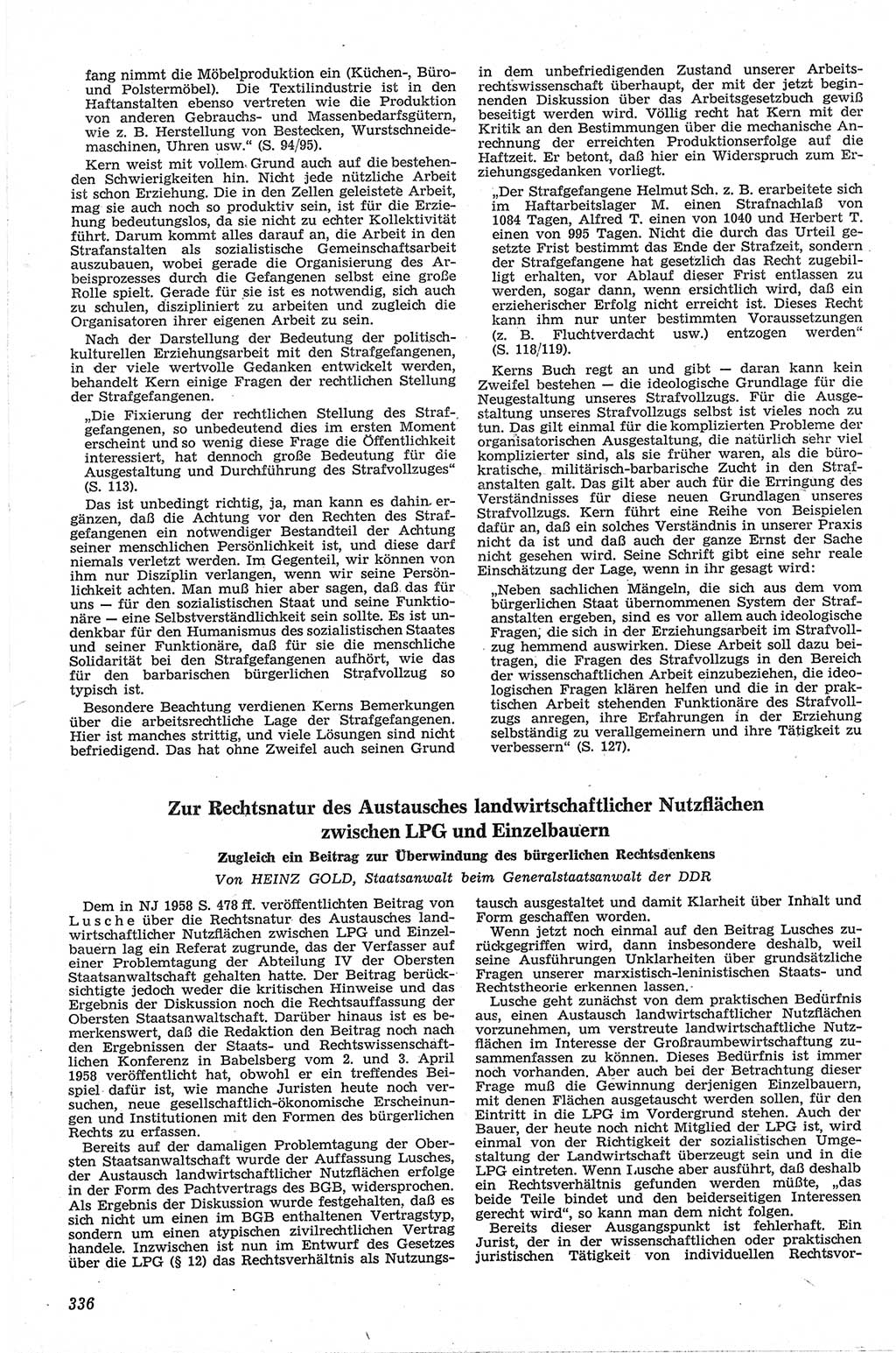Neue Justiz (NJ), Zeitschrift für Recht und Rechtswissenschaft [Deutsche Demokratische Republik (DDR)], 13. Jahrgang 1959, Seite 336 (NJ DDR 1959, S. 336)