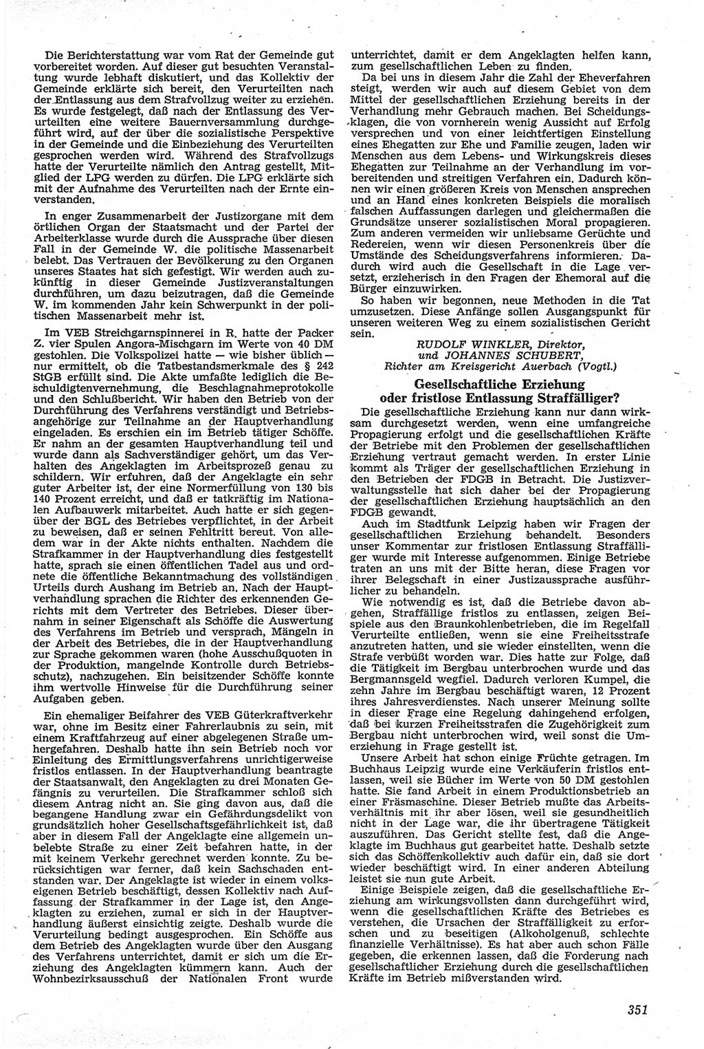 Neue Justiz (NJ), Zeitschrift für Recht und Rechtswissenschaft [Deutsche Demokratische Republik (DDR)], 13. Jahrgang 1959, Seite 351 (NJ DDR 1959, S. 351)