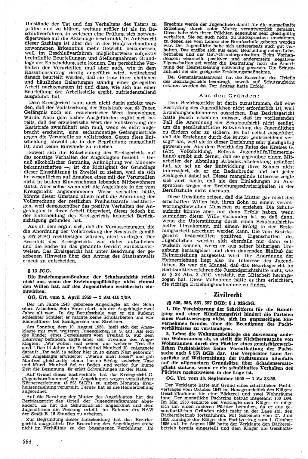 Neue Justiz (NJ), Zeitschrift für Recht und Rechtswissenschaft [Deutsche Demokratische Republik (DDR)], 13. Jahrgang 1959, Seite 354 (NJ DDR 1959, S. 354)