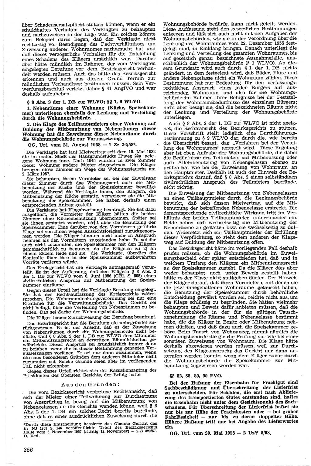 Neue Justiz (NJ), Zeitschrift für Recht und Rechtswissenschaft [Deutsche Demokratische Republik (DDR)], 13. Jahrgang 1959, Seite 356 (NJ DDR 1959, S. 356)