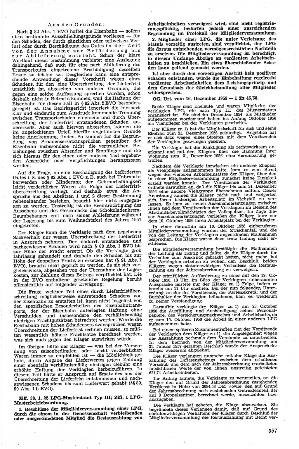 Neue Justiz (NJ), Zeitschrift für Recht und Rechtswissenschaft [Deutsche Demokratische Republik (DDR)], 13. Jahrgang 1959, Seite 357 (NJ DDR 1959, S. 357)