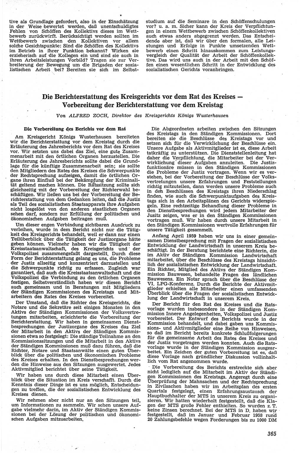 Neue Justiz (NJ), Zeitschrift für Recht und Rechtswissenschaft [Deutsche Demokratische Republik (DDR)], 13. Jahrgang 1959, Seite 365 (NJ DDR 1959, S. 365)