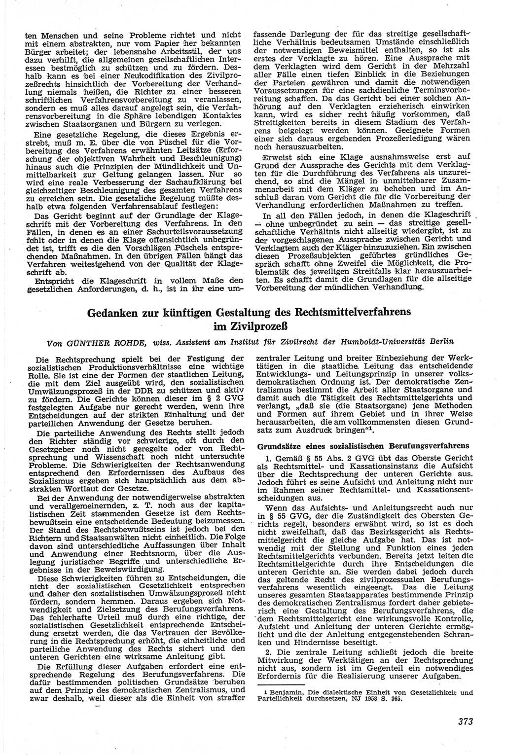 Neue Justiz (NJ), Zeitschrift für Recht und Rechtswissenschaft [Deutsche Demokratische Republik (DDR)], 13. Jahrgang 1959, Seite 373 (NJ DDR 1959, S. 373)
