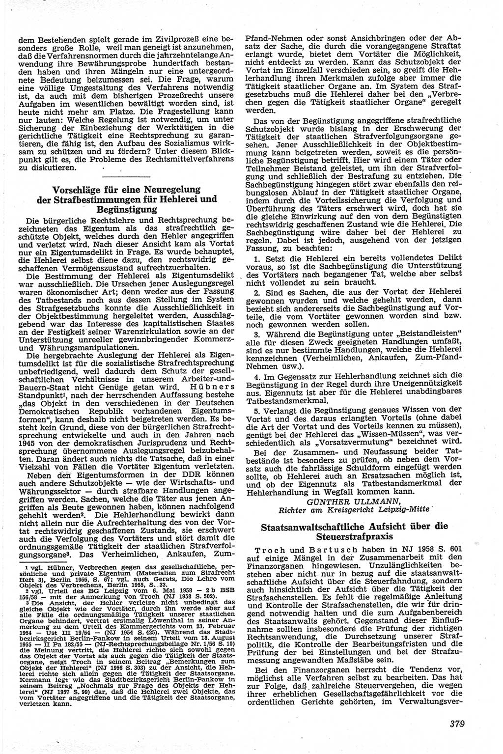 Neue Justiz (NJ), Zeitschrift für Recht und Rechtswissenschaft [Deutsche Demokratische Republik (DDR)], 13. Jahrgang 1959, Seite 379 (NJ DDR 1959, S. 379)