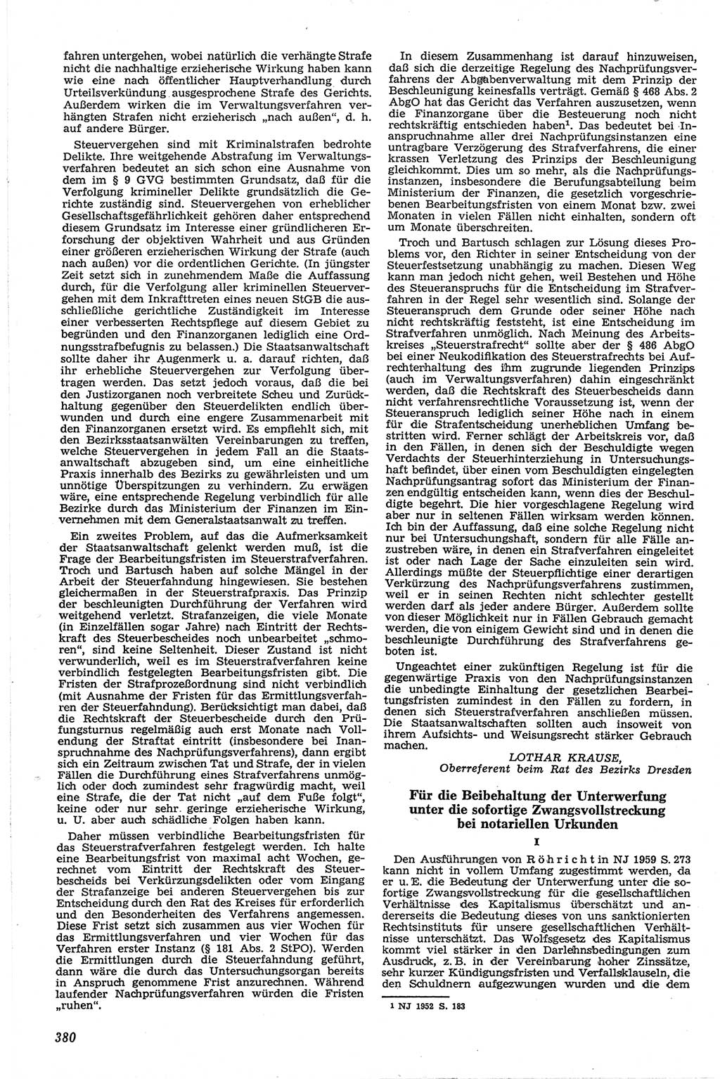 Neue Justiz (NJ), Zeitschrift für Recht und Rechtswissenschaft [Deutsche Demokratische Republik (DDR)], 13. Jahrgang 1959, Seite 380 (NJ DDR 1959, S. 380)