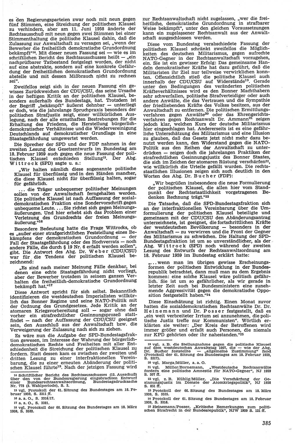 Neue Justiz (NJ), Zeitschrift für Recht und Rechtswissenschaft [Deutsche Demokratische Republik (DDR)], 13. Jahrgang 1959, Seite 385 (NJ DDR 1959, S. 385)