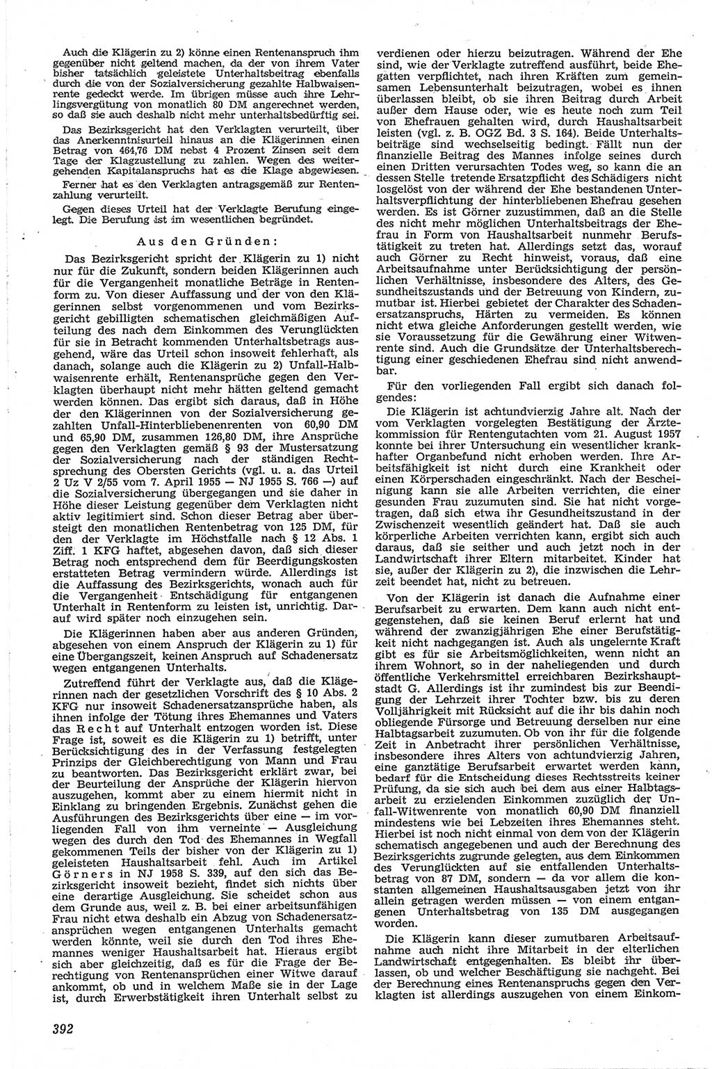 Neue Justiz (NJ), Zeitschrift für Recht und Rechtswissenschaft [Deutsche Demokratische Republik (DDR)], 13. Jahrgang 1959, Seite 392 (NJ DDR 1959, S. 392)
