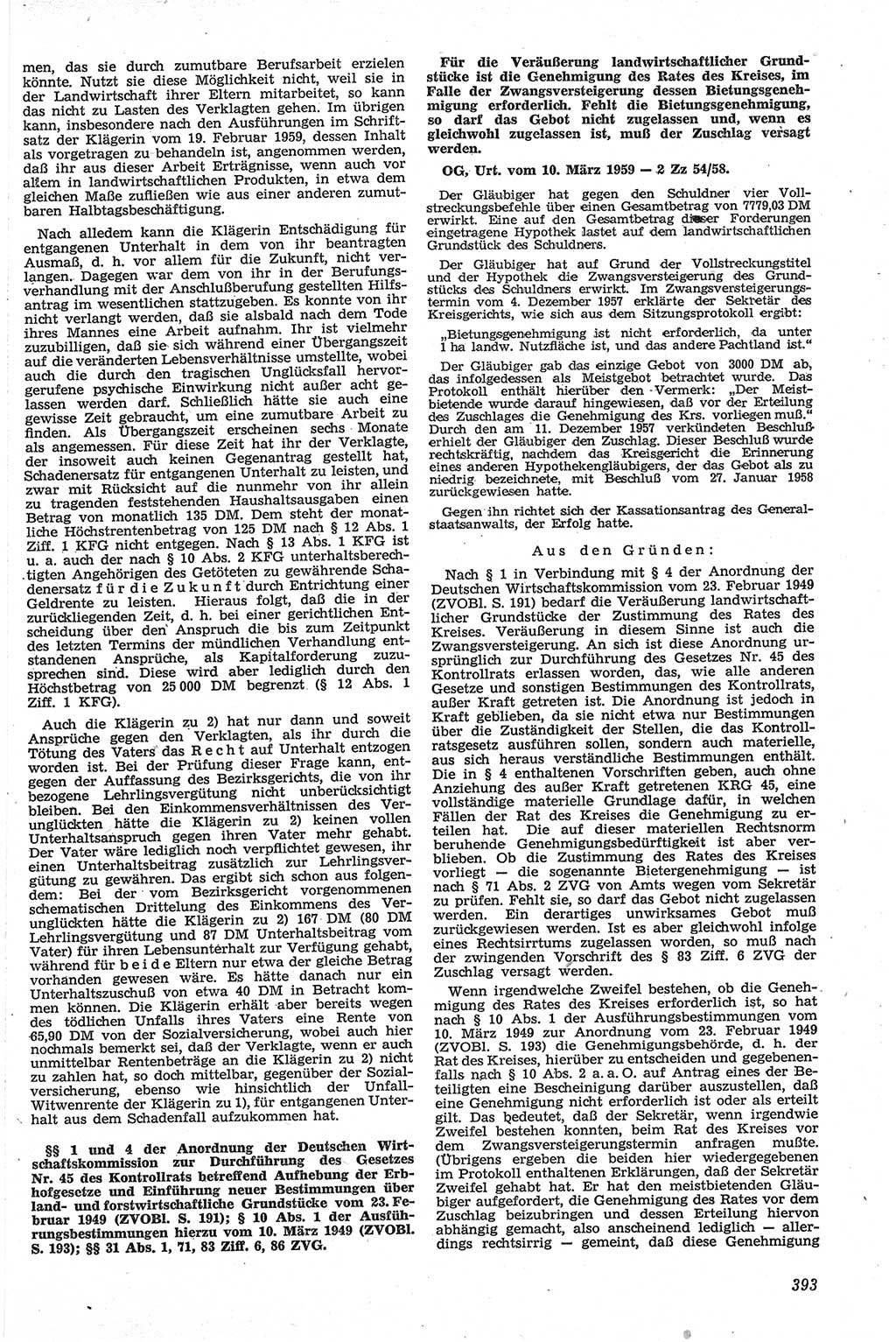Neue Justiz (NJ), Zeitschrift für Recht und Rechtswissenschaft [Deutsche Demokratische Republik (DDR)], 13. Jahrgang 1959, Seite 393 (NJ DDR 1959, S. 393)