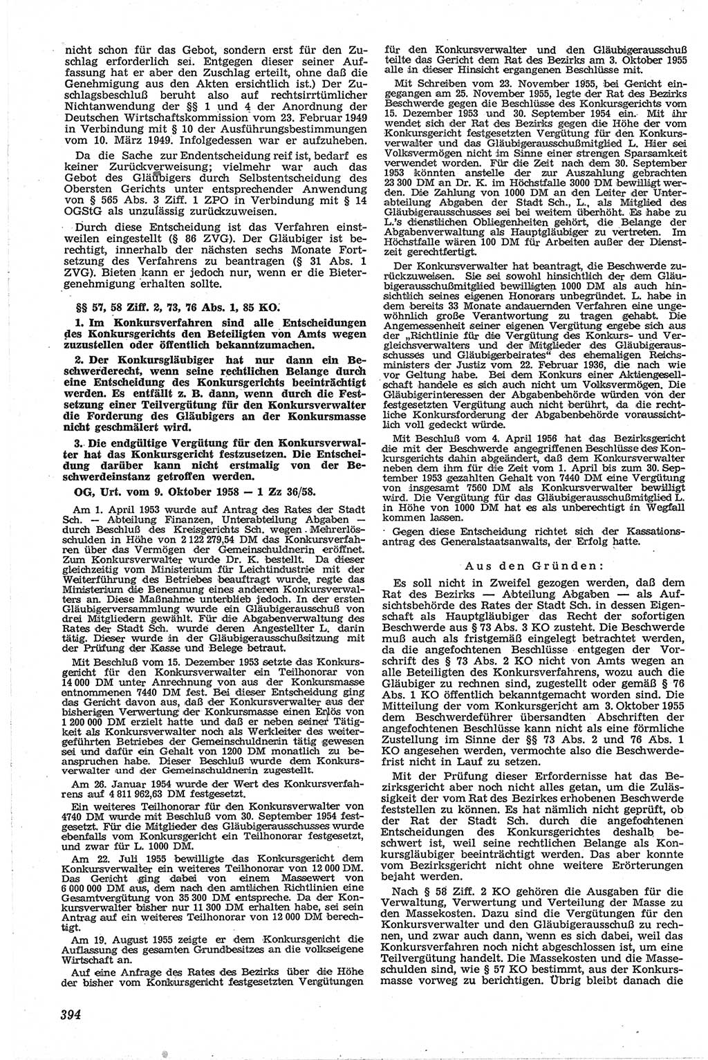 Neue Justiz (NJ), Zeitschrift für Recht und Rechtswissenschaft [Deutsche Demokratische Republik (DDR)], 13. Jahrgang 1959, Seite 394 (NJ DDR 1959, S. 394)