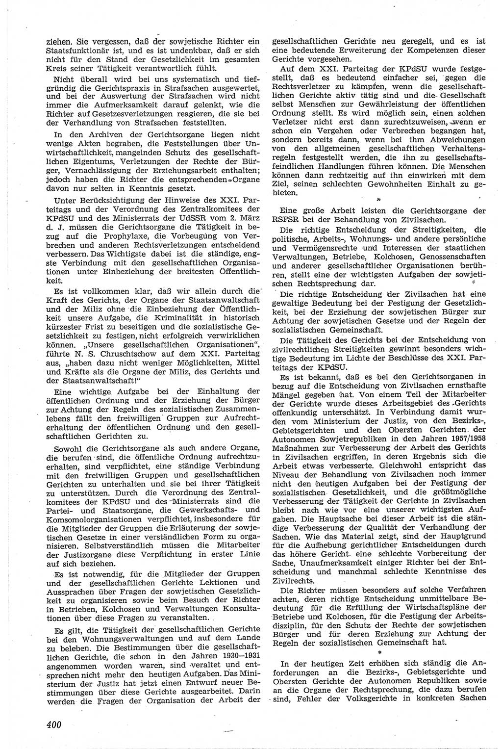 Neue Justiz (NJ), Zeitschrift für Recht und Rechtswissenschaft [Deutsche Demokratische Republik (DDR)], 13. Jahrgang 1959, Seite 400 (NJ DDR 1959, S. 400)