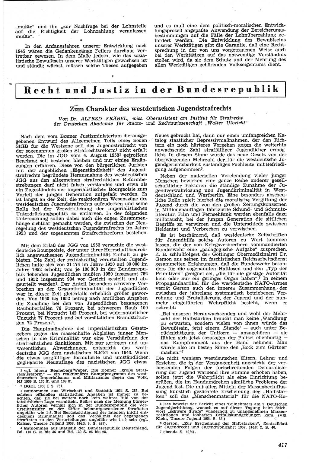Neue Justiz (NJ), Zeitschrift für Recht und Rechtswissenschaft [Deutsche Demokratische Republik (DDR)], 13. Jahrgang 1959, Seite 417 (NJ DDR 1959, S. 417)