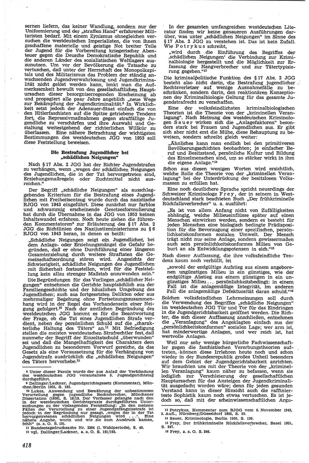 Neue Justiz (NJ), Zeitschrift für Recht und Rechtswissenschaft [Deutsche Demokratische Republik (DDR)], 13. Jahrgang 1959, Seite 418 (NJ DDR 1959, S. 418)