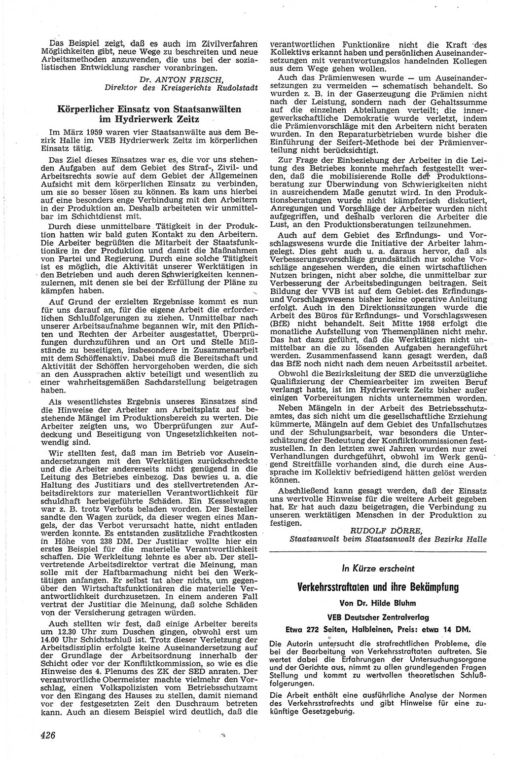 Neue Justiz (NJ), Zeitschrift für Recht und Rechtswissenschaft [Deutsche Demokratische Republik (DDR)], 13. Jahrgang 1959, Seite 426 (NJ DDR 1959, S. 426)