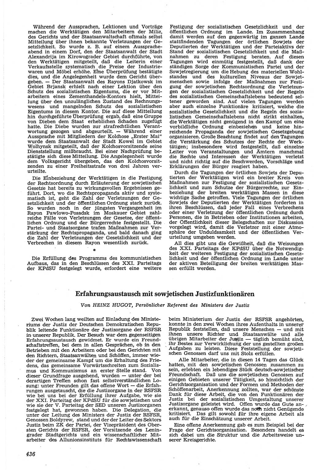 Neue Justiz (NJ), Zeitschrift für Recht und Rechtswissenschaft [Deutsche Demokratische Republik (DDR)], 13. Jahrgang 1959, Seite 436 (NJ DDR 1959, S. 436)