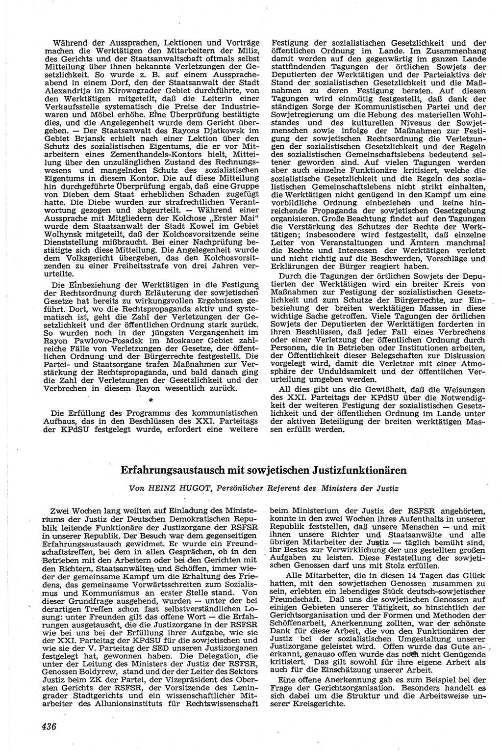 Neue Justiz (NJ), Zeitschrift für Recht und Rechtswissenschaft [Deutsche Demokratische Republik (DDR)], 13. Jahrgang 1959, Seite 436 (NJ DDR 1959, S. 436)